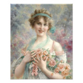 Mädchen mit Rose von Emile Vernon Fotodruck (Vorne)
