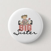 Mädchen mit Rosen-großer Schwester Button (Vorderseite)