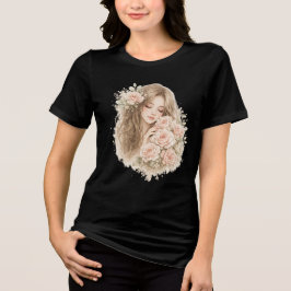 Mädchen mit Rosen Tri-Blend Shirt