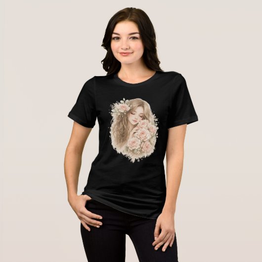 Mädchen mit Rosen Tri-Blend Shirt (Vorderseite voll)