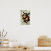 Mädchen mit Roster "Frühgeburten" Antiquitätendruc Poster (Küche)