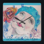 Mädchen mit Rote Rose Beret be Wine tasting in der Quadratische Wanduhr<br><div class="desc">Mädchen mit Rote Rose Beret be True Girls Room Clock. Entworfen aus meiner ursprünglichen Aquarellkunst.</div>