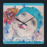 Mädchen mit Rote Rose Beret be Wine tasting in der Quadratische Wanduhr<br><div class="desc">Mädchen mit Rote Rose Beret be True Girls Room Clock. Entworfen aus meiner ursprünglichen Aquarellkunst.</div>