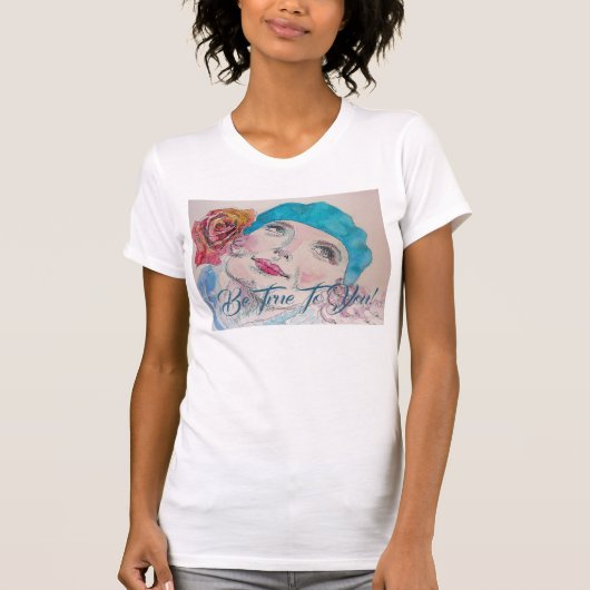 Mädchen mit Rote Rose Beret wahr sein, dass Sie im T-Shirt (Vorderseite)