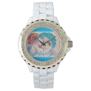 Mädchen mit Rote Rose Beret wahr sein, wenn Sie z Armbanduhr