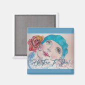 Mädchen mit Rote Rose Beret wahr sein zu Ihnen Mag Magnet (Vorderseite/Rückseite)