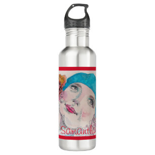 Mädchen mit Rote Rose Beret Wasserfarbe wahr sein Edelstahlflasche