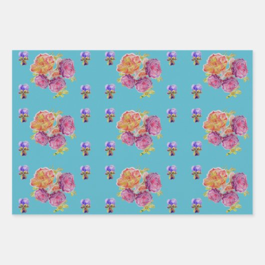 Mädchen mit Rote Rose Beret Wasserfarbe wahr sein Geschenkpapier Set (Vorderseite 2)