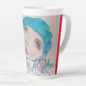 Mädchen mit Rote Rose Beret Wasserfarbe wahr sein Milchtasse (Rechte Ecke)