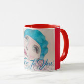 Mädchen mit Rote Rose Beret Wasserfarbe wahr sein Tasse (VorderseiteRechts)