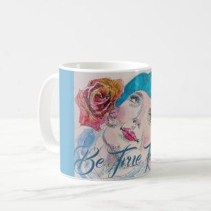 Mädchen mit Rote Rose Beret Watercolor Geschenk Ta Kaffeetasse