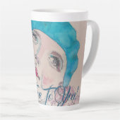 Mädchen mit Rote Rose ist wahr zu dir Latte Tasse (Rechte Ecke)