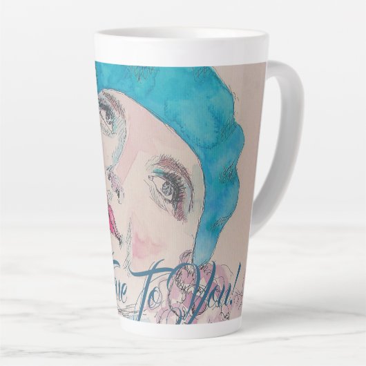 Mädchen mit Rote Rose ist wahr zu dir Latte Tasse (Rechte Ecke)