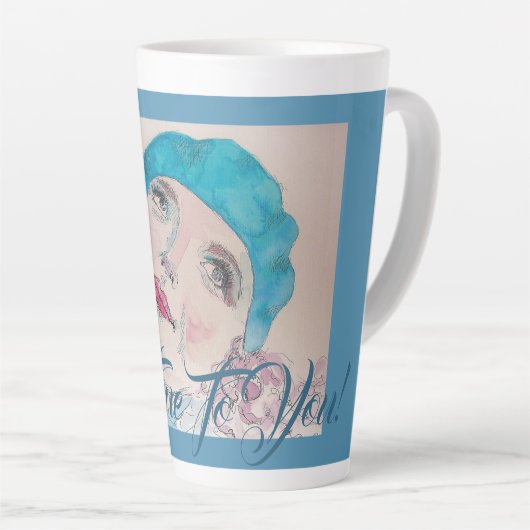 Mädchen mit Rote Rose ist wahr zu dir Latte Tasse (Rechte Ecke)