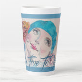 Mädchen mit Rote Rose ist wahr zu dir Latte Tasse (Vorderseite)