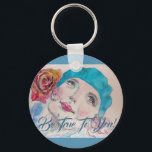 Mädchen mit Rote Rose sind wahr, um Sie Button-Tas Schlüsselanhänger<br><div class="desc">Mädchen mit Rote Rose Beret wahr sein,  um Sie Button Schlüsselring. Ein schönes und praktisches Geschenk! Entworfen aus einem meiner originalen Aquarellbilder!</div>