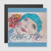 Mädchen mit Rote Rose sind wahr zu Ihrer Magnetkar Magnetkarte (Vorne/Hinten)