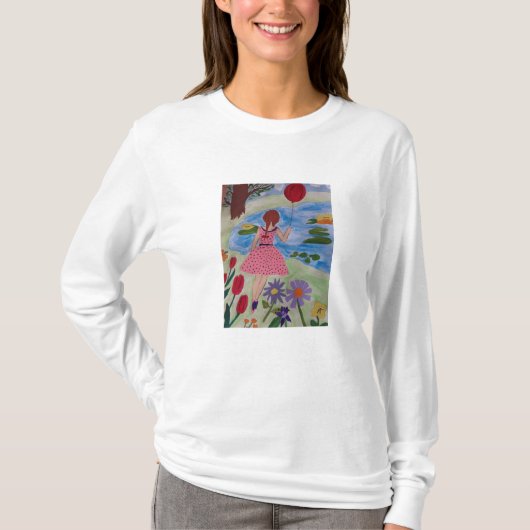 Mädchen mit rotem Balkon Langschläfer T - Shirt (Vorderseite)