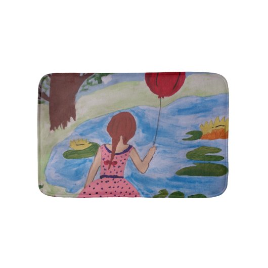 Mädchen mit rotem Ballon-Badematte Badematte (Vorderseite)