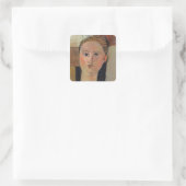 Mädchen mit rotem Haar, 1915 Quadratischer Aufkleber (Tasche)