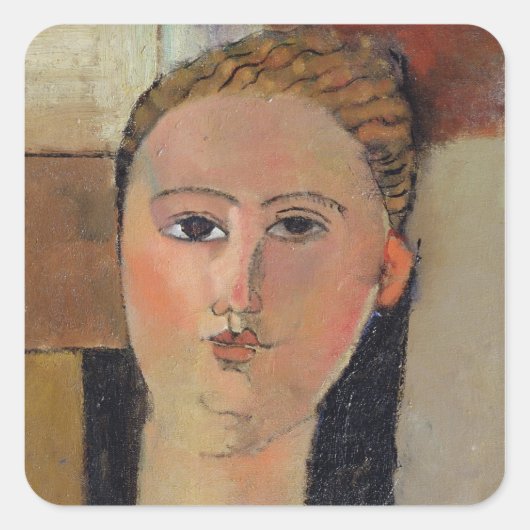 Mädchen mit rotem Haar, 1915 Quadratischer Aufkleber (Vorderseite)