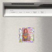 Mädchen mit rotem Haar und Ukulele Magnet (In Situ (Geschirrspüler))