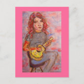 Mädchen mit rotem Haar und Ukulele Postkarte (Vorderseite)