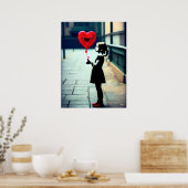 Mädchen mit rotem Herzballon-Poster Poster (Küche)