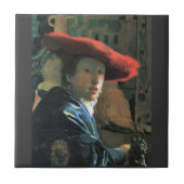 Mädchen mit rotem Hut durch Johannes Vermeer Fliese (Vorderseite)