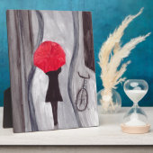 Mädchen mit rotem Schirmbild Fotoplatte (Seite)