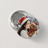 Mädchen mit rotem Spielzeug-Pudel Button (Vorne & Hinten)