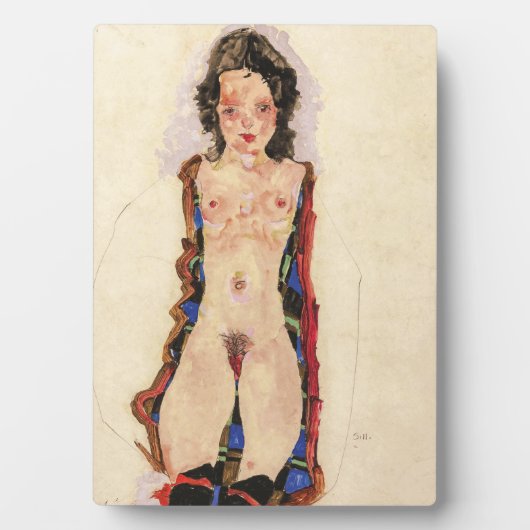 Mädchen mit Roten Gartern | Egon Schiele | Fotoplatte (Vorderseite)