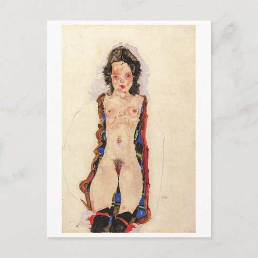 Mädchen mit Roten Gartern | Egon Schiele | Postkarte (Vorderseite)