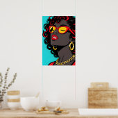 Mädchen mit roten Lippen Pop Art Poster (Küche)
