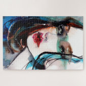 Mädchen mit roten Lippen Puzzle (Horizontal)