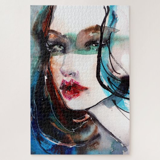Mädchen mit roten Lippen Puzzle (Vertikal)