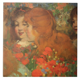 Mädchen mit roten Pfoten (von George Henry) Fliese