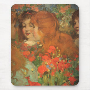 Mädchen mit roten Pfoten (von George Henry) Mousepad
