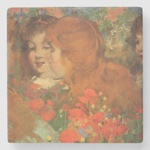 Mädchen mit roten Pfoten (von George Henry) Steinuntersetzer