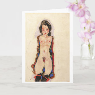 Mädchen mit roten Strumpfbändern Egon Schiele Karte