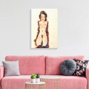Mädchen mit roten Strumpfbändern   Egon Schiele   Leinwanddruck