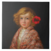 Mädchen mit roter Blume im Haar Fliese (Vorderseite)