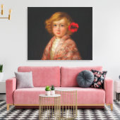 Mädchen mit roter Blume im Haar Leinwanddruck (Insitu (Wohnzimmer))