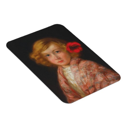 Mädchen mit roter Blume im Haar Magnet (Rechte Seite)