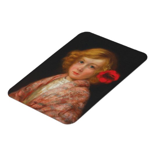 Mädchen mit roter Blume im Haar Magnet (Linke Seite)