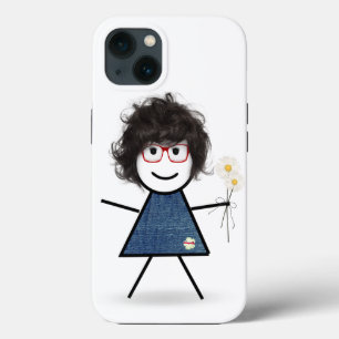 Mädchen mit roter Brille und Gänseblümchen Case-Mate iPhone Hülle