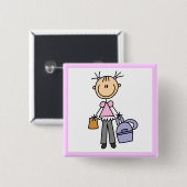 Mädchen mit Rucksack Button (Vorne & Hinten)