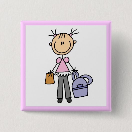 Mädchen mit Rucksack Button (Vorderseite)