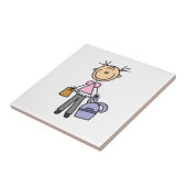 Mädchen mit Rucksack Fliese (Seite)