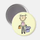 Mädchen mit Rucksack Magnet (Vorderseite/Rückseite)